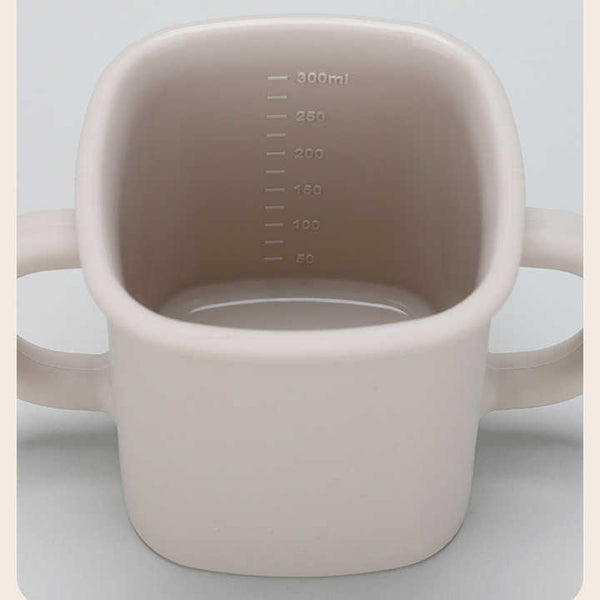 Light Yellow Silicone Little One Training Cup With Dual Handles Duck Bill & Snack Lids Spill Proof Drop Sippy Cups & Mugs