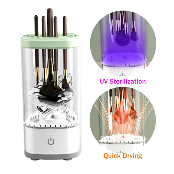 Elosung White Electric Makeup Brush Cleaner And Dryer Usb Automatic Household Cleaning Device With Uv Sterilization Fast Drying Function Brush Cleaner
