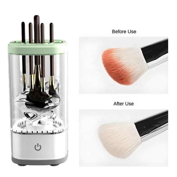 Elosung White Electric Makeup Brush Cleaner And Dryer Usb Automatic Household Cleaning Device With Uv Sterilization Fast Drying Function Brush Cleaner