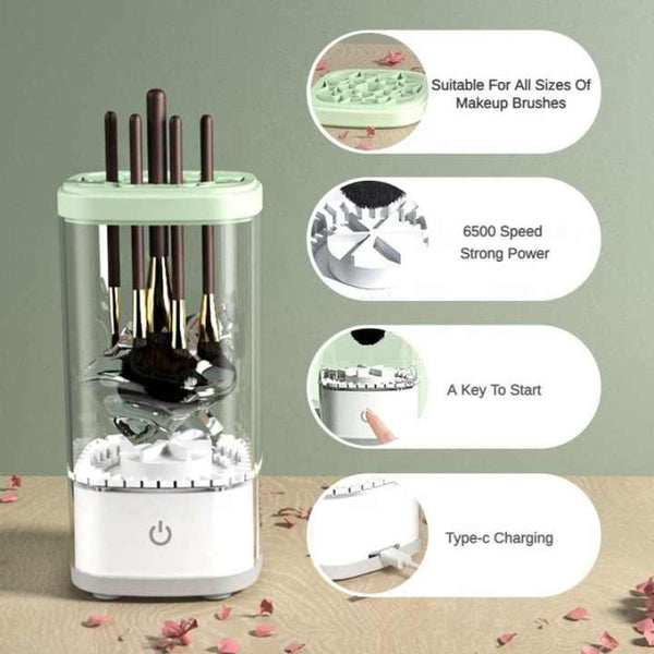 Grey Electric Makeup Brush Cleaner And Dryer Usb Automatic With Uv Sterilization Fast Drying Function Brush Cleaners