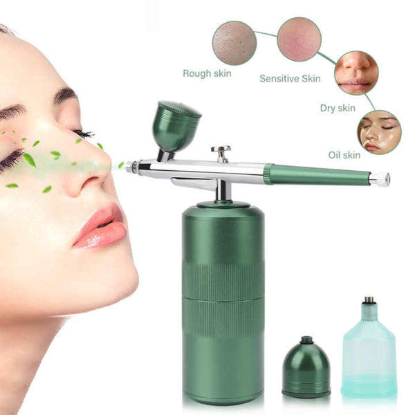 Green Oxygen Infusion Nano Spray Facial Beauty Instrument High Pressure Needle Free Skin Care Mist Sprayer Anti Aging Products