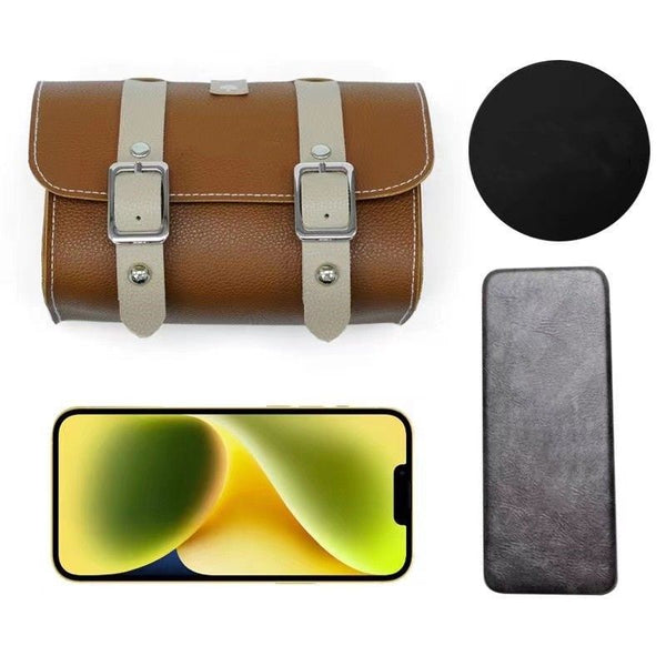 Elosung Brown Bicycle Handlebar Bag Universal Front & Rear Bike Accessory For Commuting And Cycling Bags & Panniers