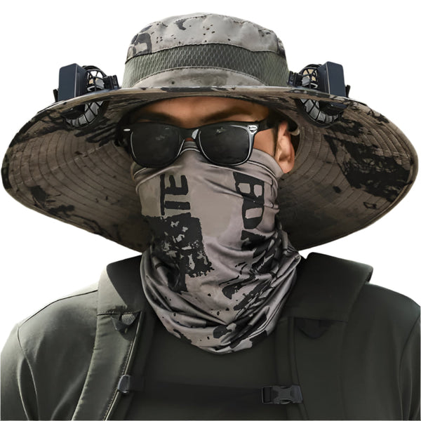 Elosung Brown Camouflage Solar Powered Cooling Wide Brim Hat Usb Rechargeable Dual Fan Fisherman Cap Upf50+ Sun Protection And Quick Dry Design For Me