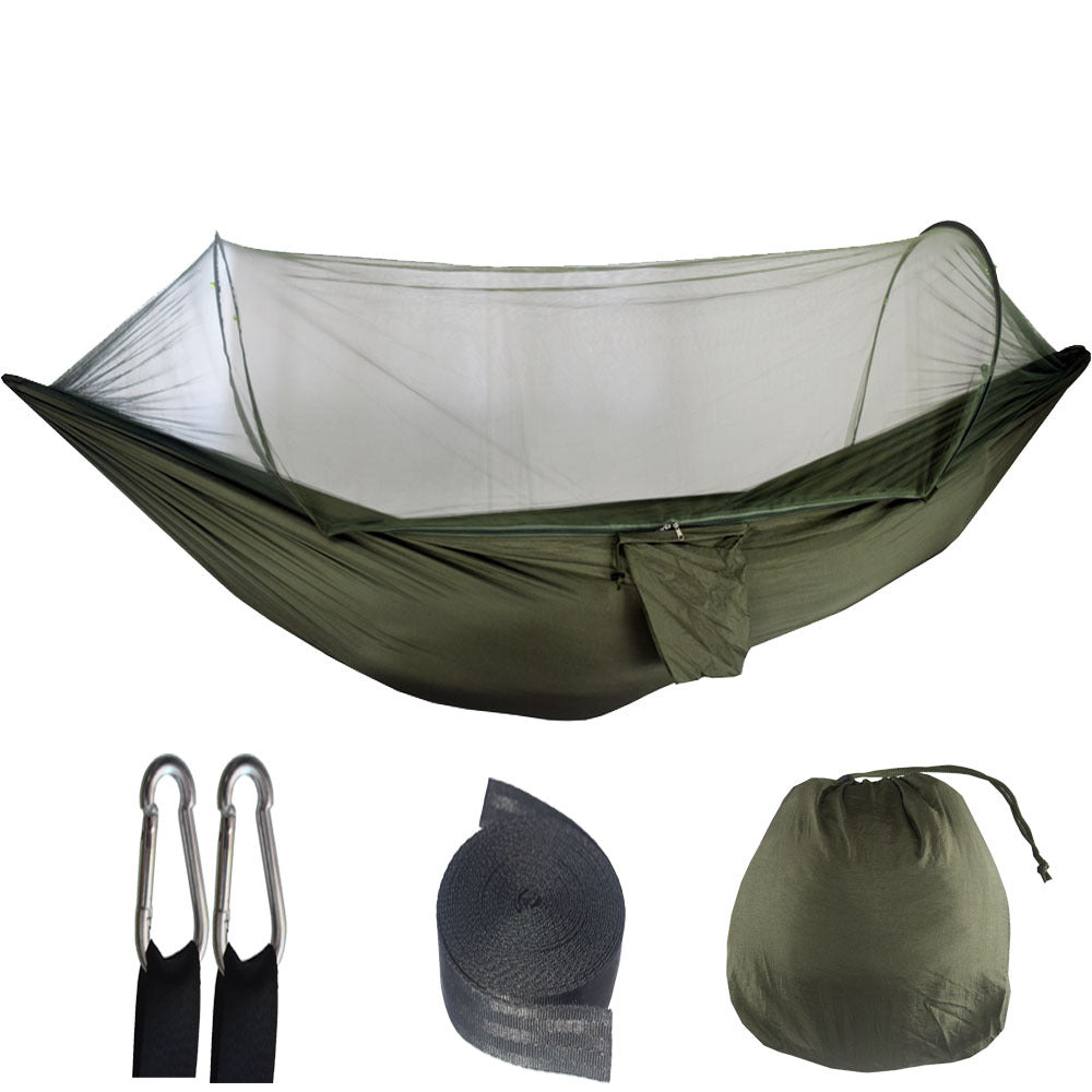 Elosung Dark Green Automatic Pop Up Mosquito Net Hammock 200Kg Load Capacity Lightweight Outdoor Camping Gear With Quick Setup And Durable Design Hamm