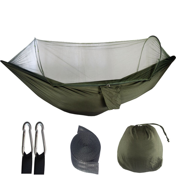Elosung Dark Green Automatic Pop Up Mosquito Net Hammock 200Kg Load Capacity Lightweight Outdoor Camping Gear With Quick Setup And Durable Design Hamm