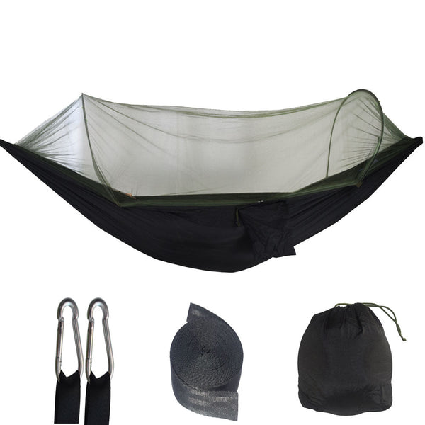 Elosung Black Automatic Pop Up Mosquito Net Hammock 200Kg Load Capacity Lightweight Outdoor Camping Gear With Quick Setup And Durable Design Insect Ne
