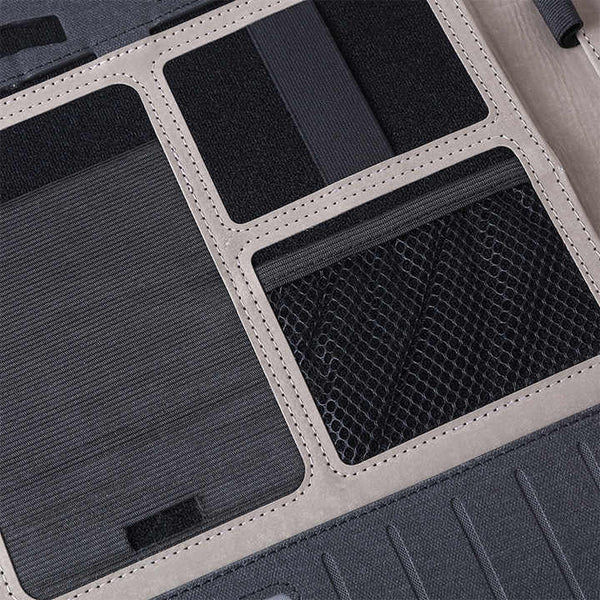 Elosung Black A4 Leather Multi Functional Business Document Folder With Card Slots Contract File Organizer Personal Organisers