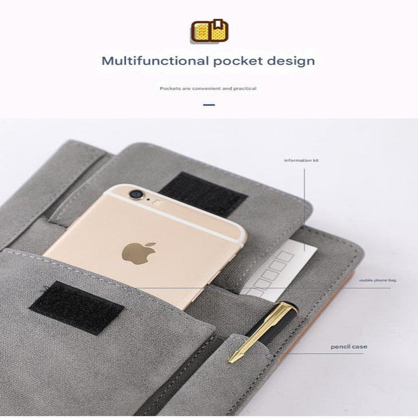 Elosung Orange A5 Multi Functional Pu Leather Notebook With Pockets Office Planner And Journal Notebooks