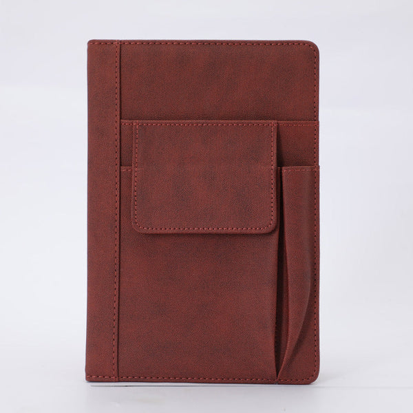 Elosung Reddish Brown A5 Multi Functional Pu Leather Notebook With Pockets Office Planner And Journal Notebooks