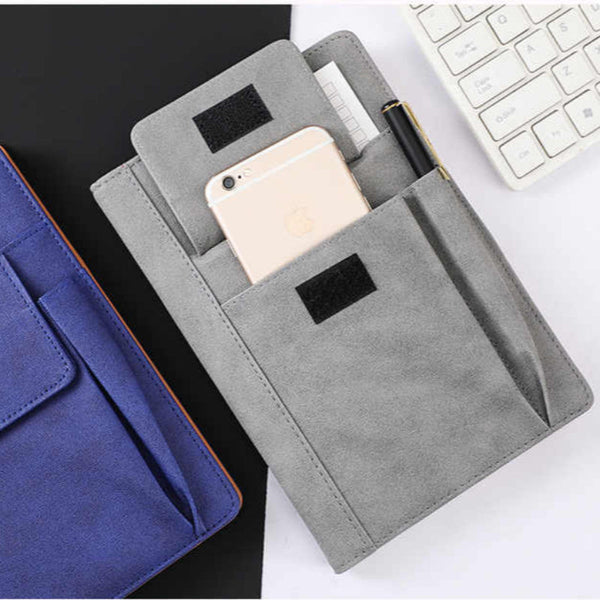 Elosung Reddish Brown A5 Multi Functional Pu Leather Notebook With Pockets Office Planner And Journal Notebooks