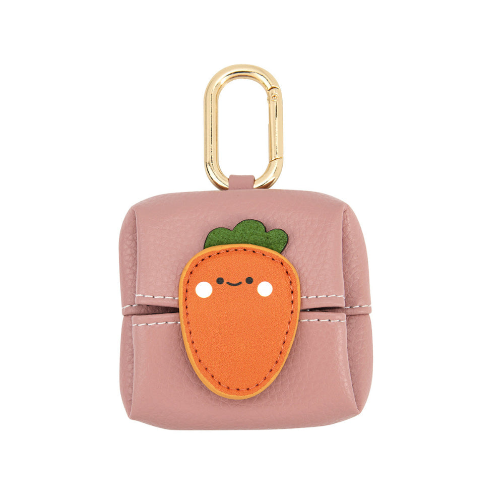 Elosung Carrot Pattern Pink Cute Multifunctional Mini Leather Coin Purse With Keychain For Lipstick Bluetooth Earbuds And Small Essentials Wallets