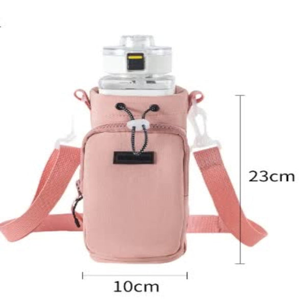 Pink Outdoor Water Bag With Shoulder Strap Nylon For Travel And Hiking Water Bottles