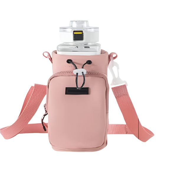 Pink Outdoor Water Bag With Shoulder Strap Nylon For Travel And Hiking Water Bottles