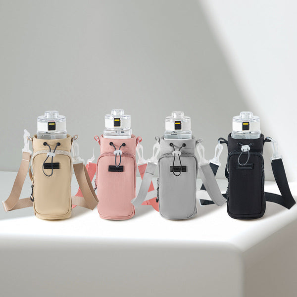 Pink Outdoor Water Bag With Shoulder Strap Nylon For Travel And Hiking Water Bottles