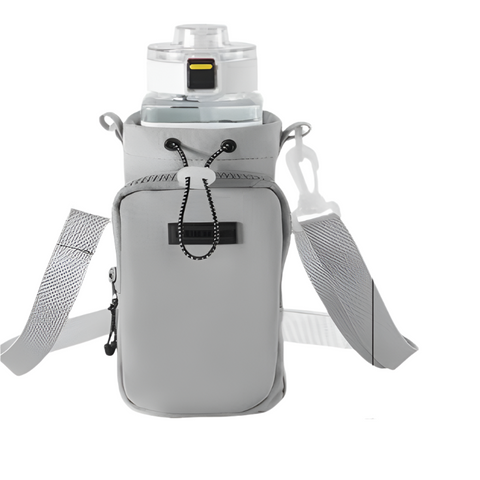 Grey Outdoor Water Bag With Shoulder Strap Nylon Waterproof Material 121G Lightweight 23Cm Height For Travel And Hiking(Water Cup Not Included) Water