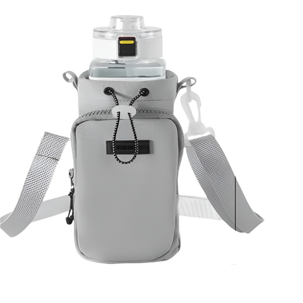 Elosung Grey Outdoor Water Bag With Shoulder Strap Nylon Waterproof Material 121G Lightweight 23Cm Height For Travel And Hiking(Water Cup Not Included