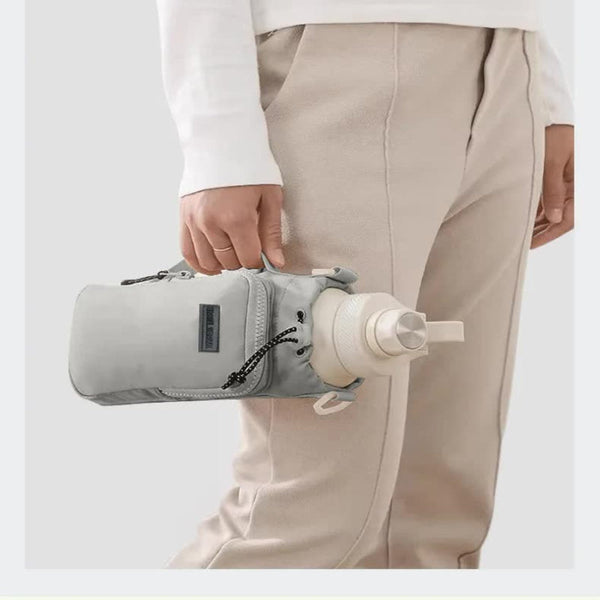 Grey Outdoor Water Bag With Shoulder Strap Nylon Waterproof Material 121G Lightweight 23Cm Height For Travel And Hiking(Water Cup Not Included) Water