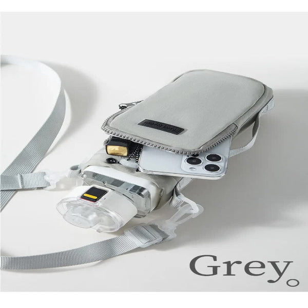 Elosung Grey Outdoor Water Bag With Shoulder Strap Nylon Waterproof Material 121G Lightweight 23Cm Height For Travel And Hiking(Water Cup Not Included