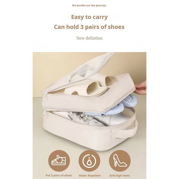 Elosung 2 Pcs Pink Waterproof Foldable Travel Shoe Storage Bag Three Layer Design Organizer Portable Pouch For Trips Shoe Bags