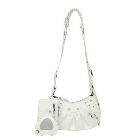 White Crescent Moon Shoulder Crossbody Bag With Card Holder Women's Bags & Handbags