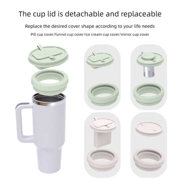 Elosung Off White 40Oz Silicone Replacement Coffee And Pill Mug Lid Bpa Free Leak Proof Dishwasher Safe Vacuum Flasks & Mugs