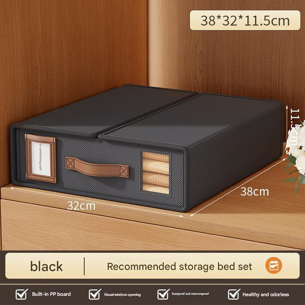 Elosung 2 Pcs Black Non Woven Fabric Storage Box With Lid Transparent Moisture Proo Storage Boxes