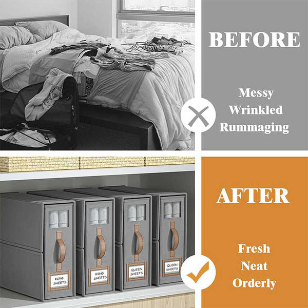 Elosung 2 Pcs Black Non Woven Fabric Storage Box With Lid Transparent Moisture Proo Storage Boxes