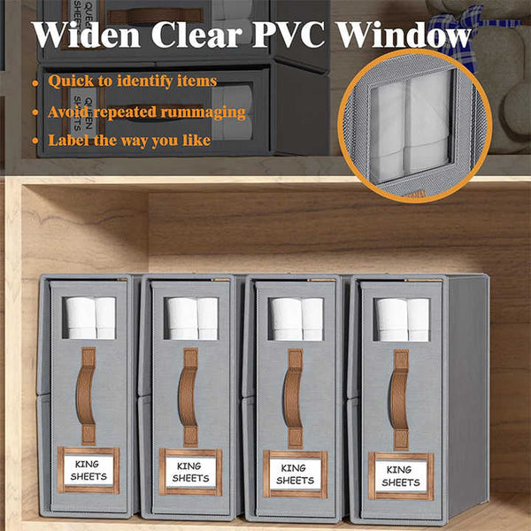 Elosung 2 Pcs Black Non Woven Fabric Storage Box With Lid Transparent Moisture Proo Storage Boxes