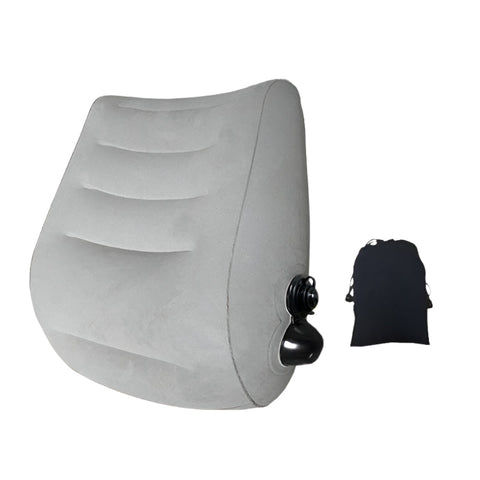 Grey Press To Inflate Travel Lumbar Cushion Lightweight Supportive Backrest For Flights Trains Office Use Cushions & Decorative Pillows
