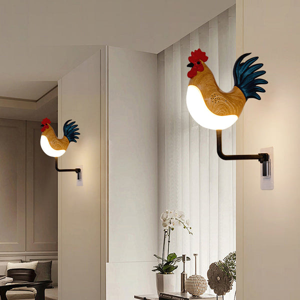Grey Usb Rechargeable Rooster Wall Lamp With Sound Aromatherapy And Decorative Design Creative Nightlight For Bedroom Corridor Lamps