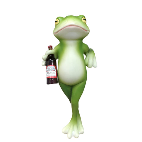 Elosung 2 Pcs Green Realistic Standing Frog Pot Hanger Glass Fish Tank Edge Decor Outdoor Garden Animal Ornament Hanging Planter Decoration Baskets Po