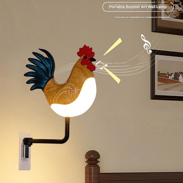 Elosung Silver Usb Rechargeable Rooster Wall Lamp With Sound Aromatherapy And Decorative Design Creative Nightlight For Bedroom Corridor Lamps