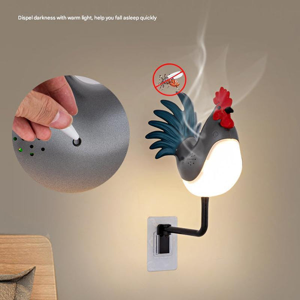 Elosung Brown Usb Rechargeable Rooster Wall Lamp With Sound Aromatherapy And Decorative Design Creative Nightlight For Bedroom Corridor Lamps