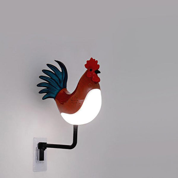 Elosung Red Usb Rechargeable Rooster Wall Lamp With Sound Aromatherapy And Decorative Design Creative Nightlight For Bedroom Corridor Lamps