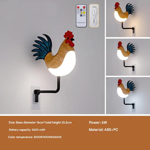 Elosung Yellow Usb Rechargeable Rooster Wall Lamp With Sound Aromatherapy And Decorative Design Creative Nightlight For Bedroom Corridor Lamps
