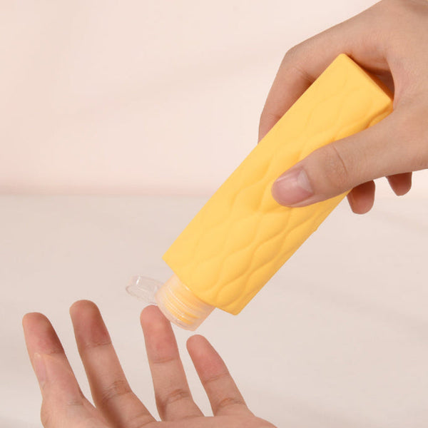 Pink Combination Travel Silicone Reusable Bottles Set 4 In 1 Containers For Shampoo And Shower Gel Tpr+Pe Material Compact Leak Proof Travel Bottles &