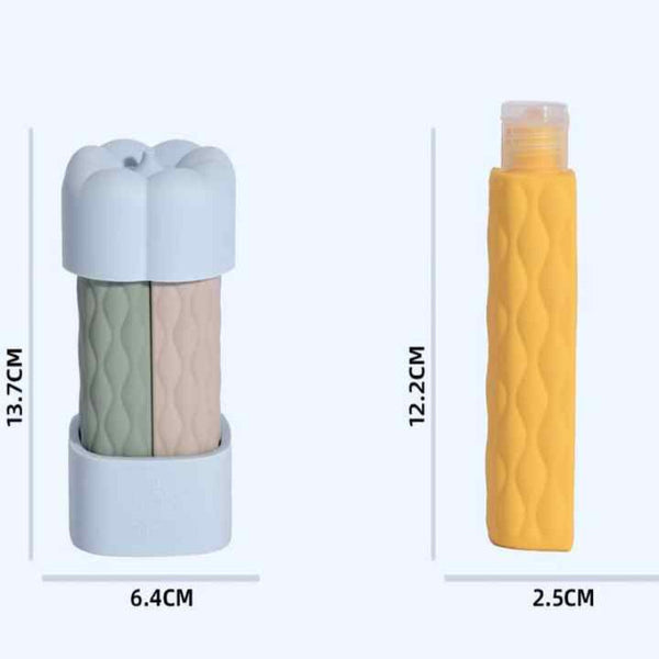 Blue Combination Travel Silicone Reusable Bottles Set 4 In 1 Portable Containers For Shampoo And Shower Gel Tpr+Pe Material Compact Leak Proof Travel