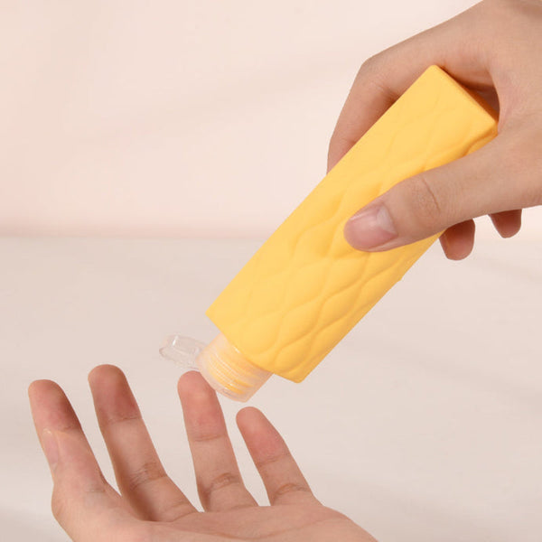 Blue Combination Travel Silicone Reusable Bottles Set 4 In 1 Portable Containers For Shampoo And Shower Gel Tpr+Pe Material Compact Leak Proof Travel