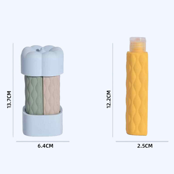 Brown Combination Travel Silicone Refillable Bottles Set 4 In 1 Portable Containers For Shampoo Shower Gel Tpr+Pe Material Compact Leak Proof Other Tr