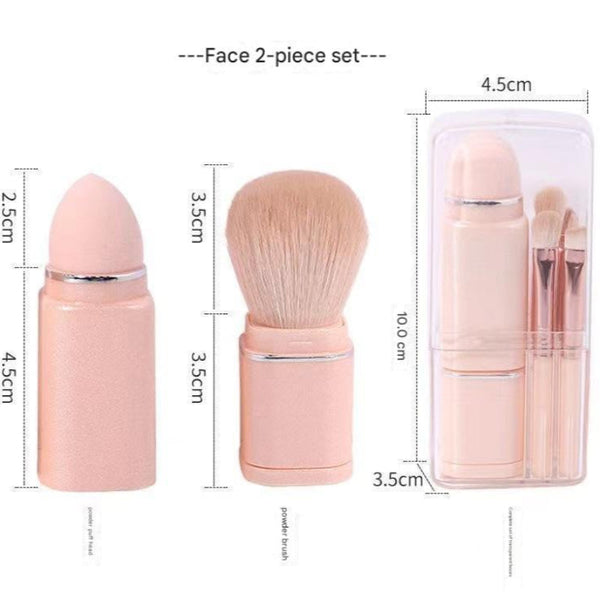 Elosung White 8 In 1 Retractable Mini Makeup Brush Set With Protective Cover Compact Design For Travel And On The Go Touchups Brushes