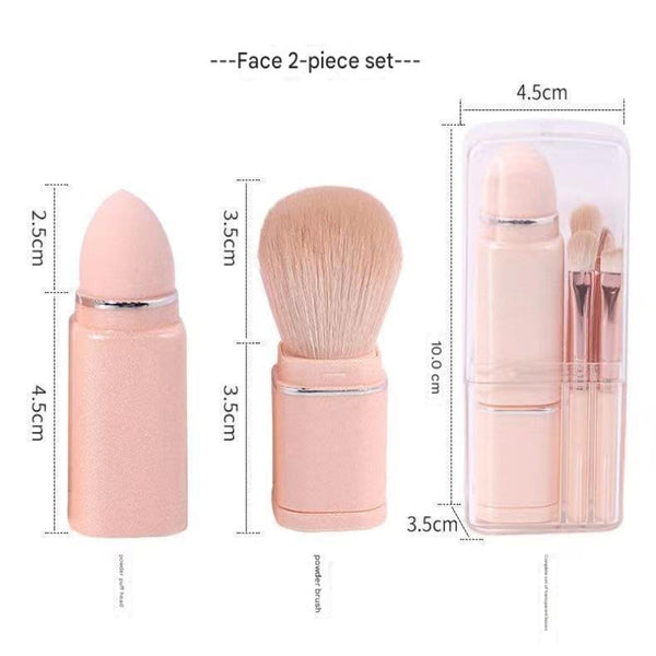 Green 8 In 1 Retractable Mini Makeup Brush Set With Protective Cover Compact Design For Travel And On The Go Touchups Brushes