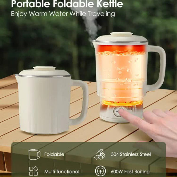 Elosung White Foldable Travel Electric Kettle 304 Stainless Steel Water Boiler Kettles