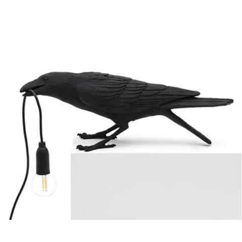 Elosung Black Bird Sitting Shape Nordic Resin Wall Lamp Creative Animal Bedside Decorative Usb Night Light Stylish Perched For Bedroom And Living Room