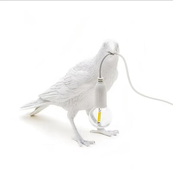 Elosung White Bird Standing Shape Nordic Resin Wall Lamp Creative Animal Bedside Decorative Usb Night Light Stylish Perched For Bedroom And Living Roo