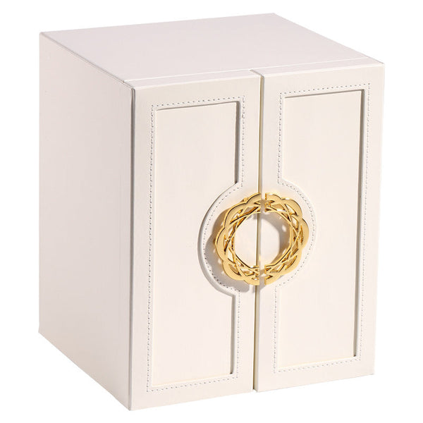 White Elegant 5 Layer Large Capacity Jewelry Storage Box With Dual Opening Doors Perfect For Organizing Necklaces Rings Earrings And More(Jewelry Is P