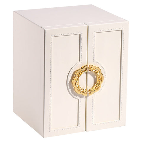 White Elegant 5 Layer Large Capacity Jewelry Storage Box With Dual Opening Doors Perfect For Organizing Necklaces Rings Earrings And More(Jewelry Is P