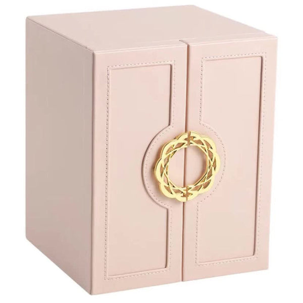 Veile Studios Pink Elegant 5 Layer Large Capacity Jewelry Storage Box With Dual Opening Doors Perfect For Organizing Necklaces Rings Earrings And More