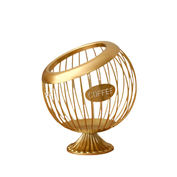 Gold Elegant Metal Coffee Capsule Storage Basket Multifunctional Fruit And Snack Holder For Modern Home Decor Baskets
