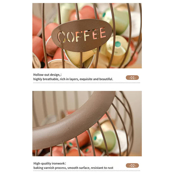 Elosung Brown Elegant Metal Coffee Capsule Storage Basket Multifunctional Fruit And Snack Holder For Modern Home Decor Racks & Holders