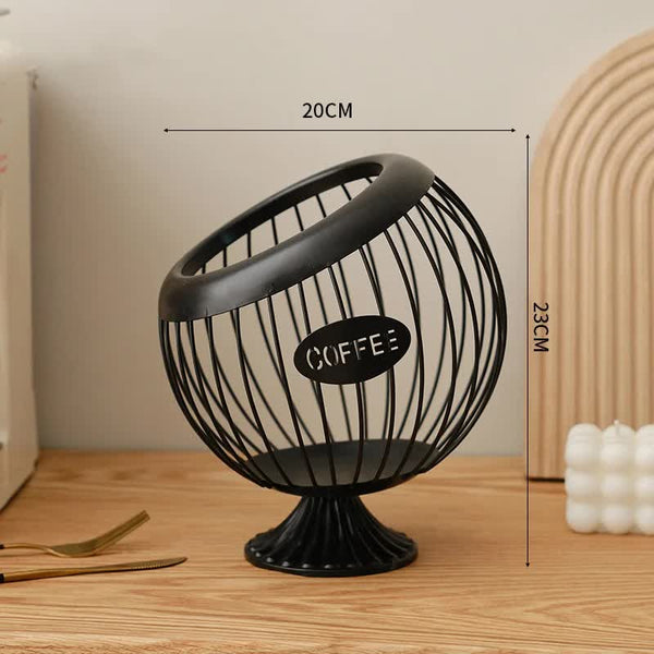 Elosung Black Elegant Metal Coffee Capsule Storage Basket Multifunctional Fruit And Snack Holder For Modern Home Decor Racks & Holders
